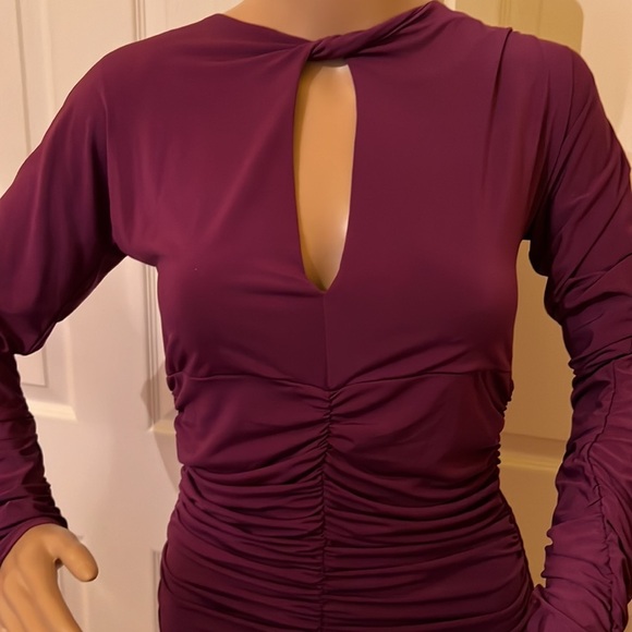 Lola and Sophie long sleeved plum top plunge neckline . Fitted waist/hips sz M - Picture 3 of 5